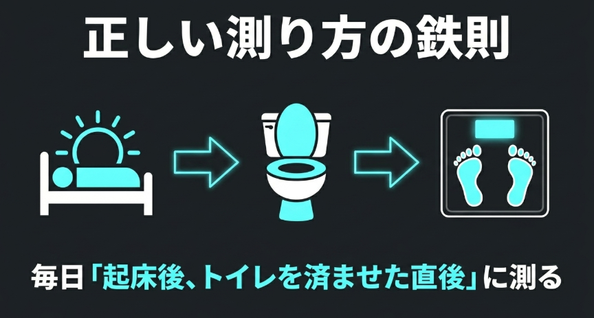 正しい測り方の鉄則は、毎日「起床後、トイレを済ませた直後」に測ること