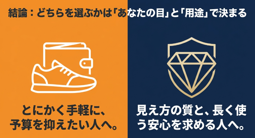 手軽さと安さのJINS、品質と安心の眼鏡市場の度付きサングラスを比較した全体イメージ