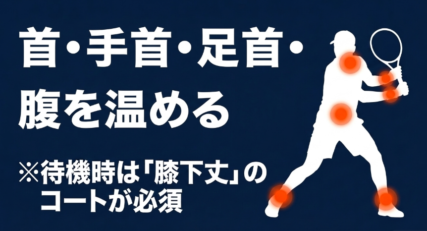 首、手首、足首、腹の4つを温める防寒対策と待機時の注意点